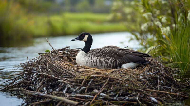 The Canada Goose in its Nest